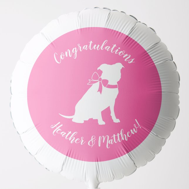Pink Pit Bull Dog Baby Shower Balloon (Front)