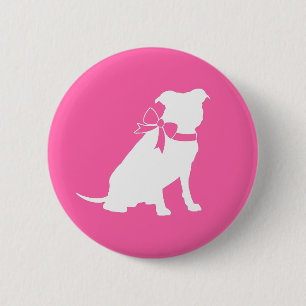 Pink Pit Bull Dog Baby Shower Button