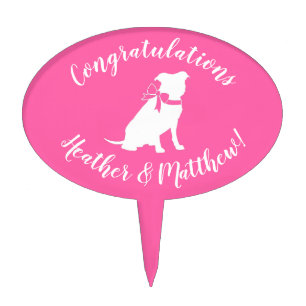 Pink Pit Bull Dog Baby Shower Cake Topper