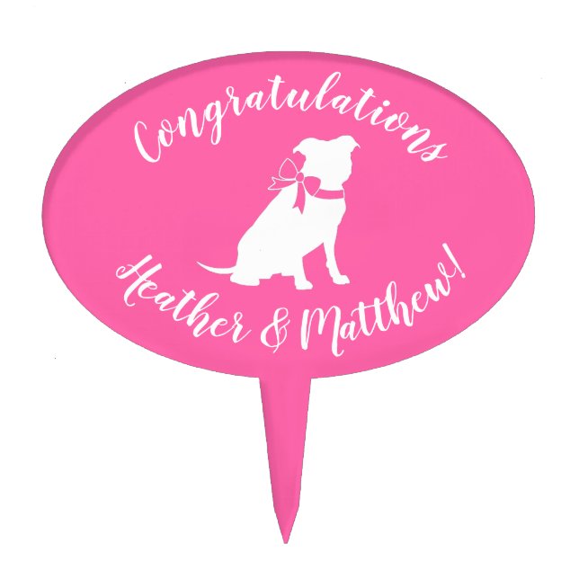 Pink Pit Bull Dog Baby Shower Cake Topper (Front)