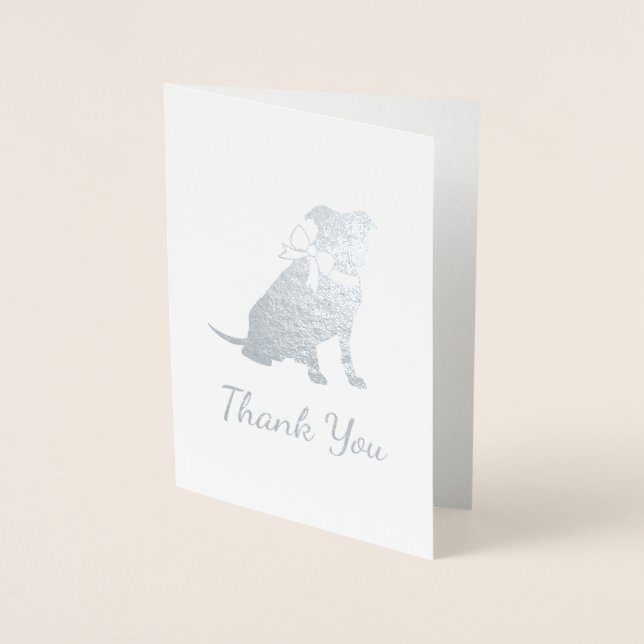 Pink Pit Bull Dog Baby Shower Foil Card (Front)