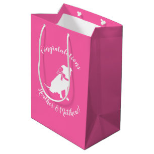 Pink Pit Bull Dog Baby Shower Medium Gift Bag