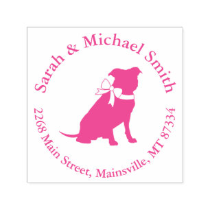 Pink Pit Bull Dog Baby Shower Self-inking Stamp
