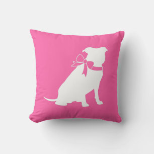 Pink Pit Bull Dog Baby Shower Throw Pillow