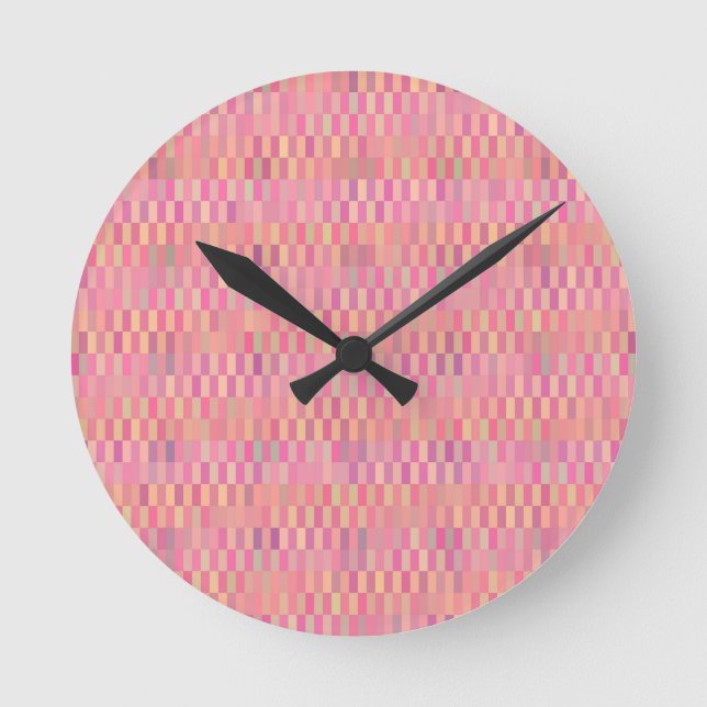 Pink Pixels Round Clock (Front)