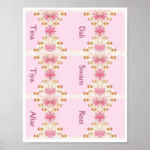Pink place cards template poster