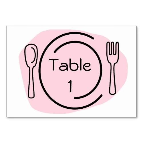 Pink Place Setting Table Number