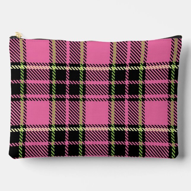 Pink Plaid Accessory Pouch (Front)