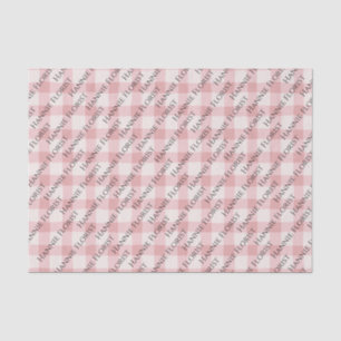 Pink Plaid All-Over Print Text Tissue Paper