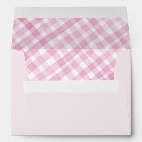 Pink Plaid Birthday Party Envelope  Pink Holy Cow