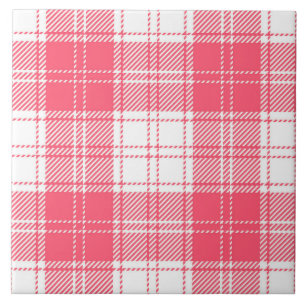 Pink Plaid Ceramic Tile