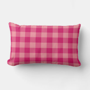 Pink Plaid Checker Pattern Lumbar Pillow