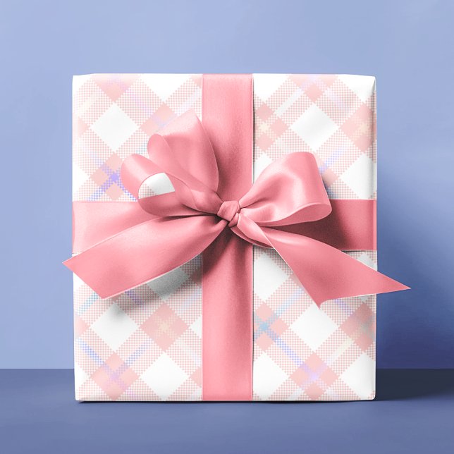 Pink Plaid Christmas Wrapping Paper (Cute Blush Pink Tartan Plaid Personalized Wrapping Paper
)