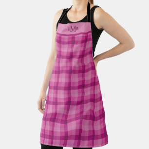 Pink Plaid Custom Monogram Initials Apron