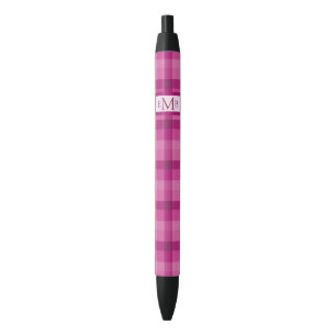 Pink Plaid Custom Monogram Initials  Pen