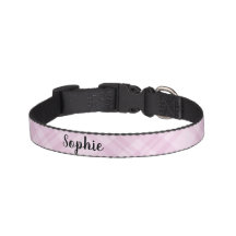 Pink Plaid Custom Name Dog Collar