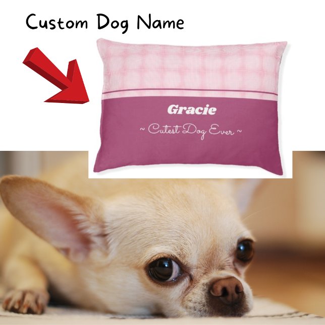 Pink Plaid Cutest Dog Ever  Pet Bed (Creator Uploaded)