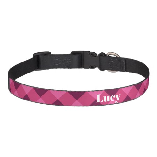 Pink Plaid Dog Collar  Customize  Pet Collar