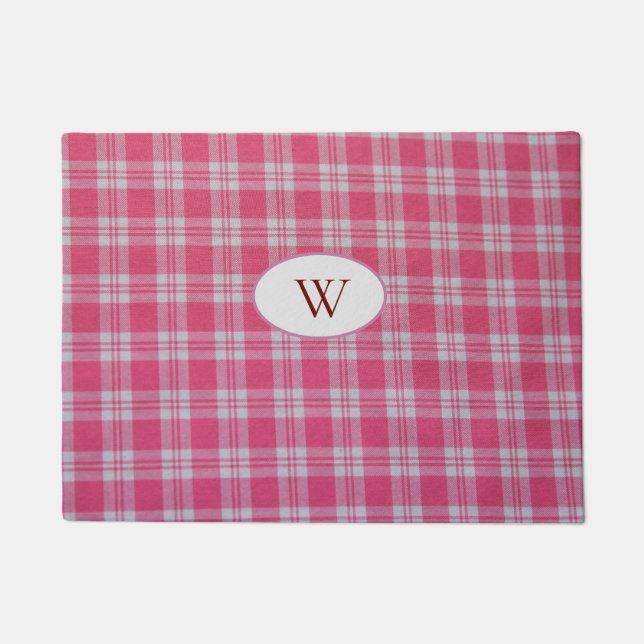 Pink plaid doormat (Front)
