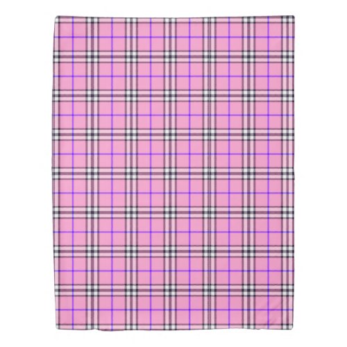 Pink Plaid Duvet Cover