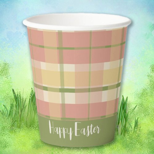 Pink Plaid Easter Paper cup