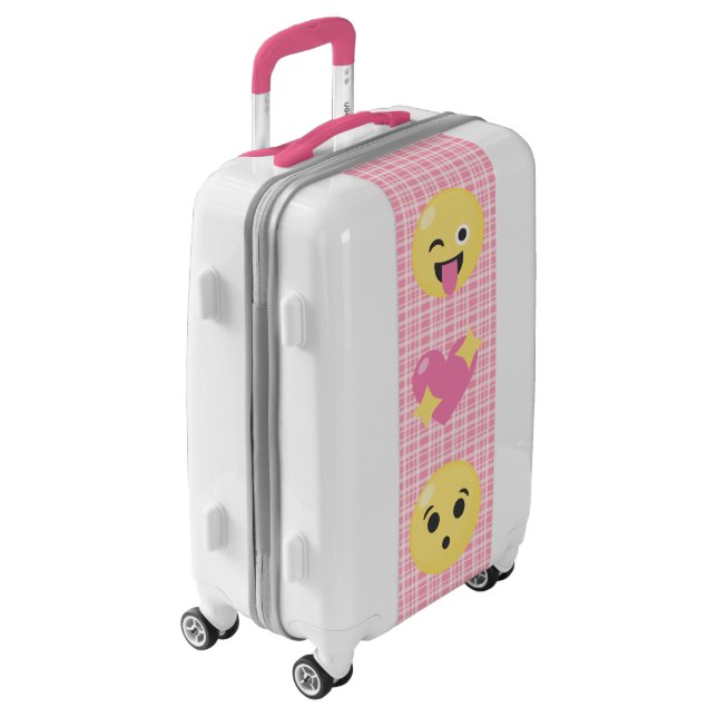 Pink Plaid Emoji Luggae Luggage (Rotated Left)