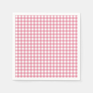 Pink Plaid Gingham Baby Shower Napkins