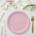 Pink Plaid Gingham Baby Shower Paper Plates<br><div class="desc">Cute pink & white baby shower paper plate for your baby girl shower.  Perfect for the coordinating paper cups and napkins in this collection.</div>