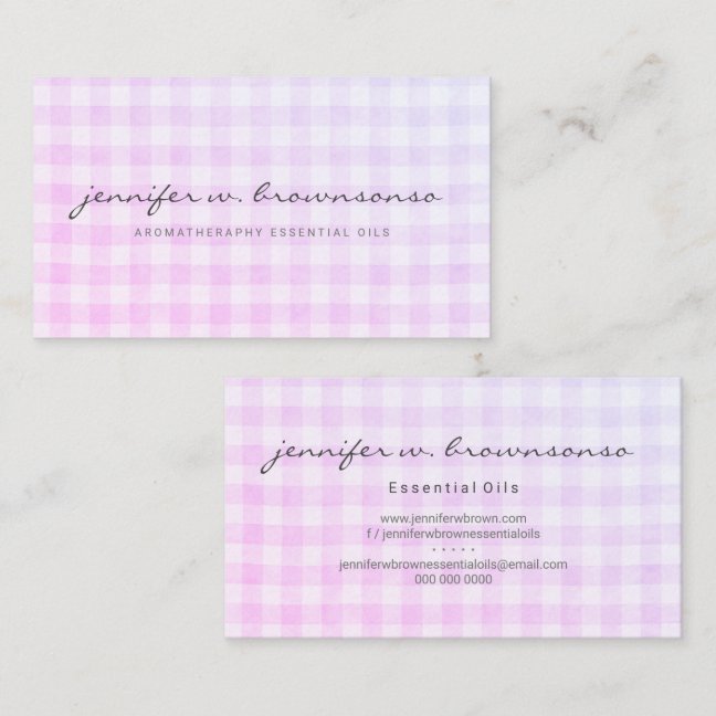 Pink Plaid Gingham Business Card