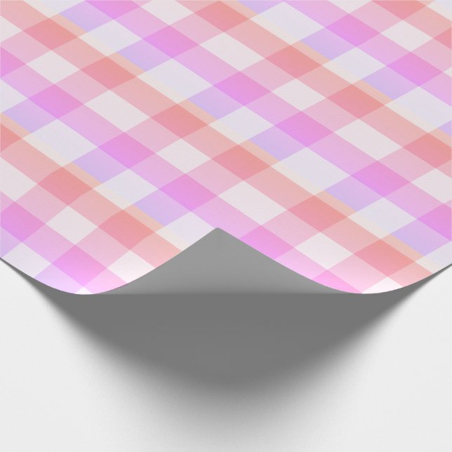 Pink Plaid Gingham Country Farmhouse Simple Wrapping Paper (Corner)