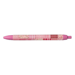 Pink plaid ink pens, can be personalized pen
