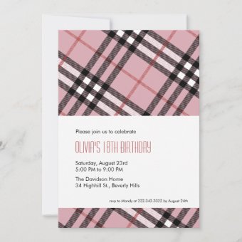 Pink Plaid Invitations | Zazzle
