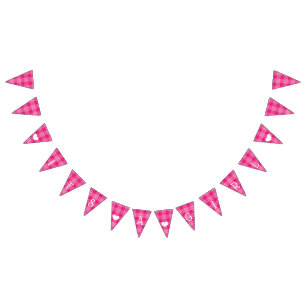 Pink Plaid Its a Girl Baby Shower Bunting Flags