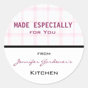 Pink Plaid Jar Sticker