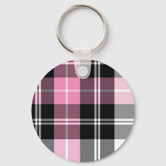 pink plaid keychain (Front)