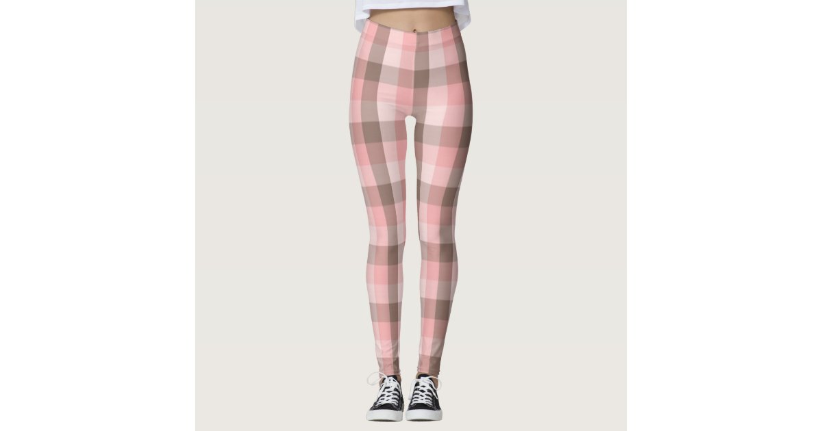 Pink and White Checkered Pattern Leggings, Zazzle