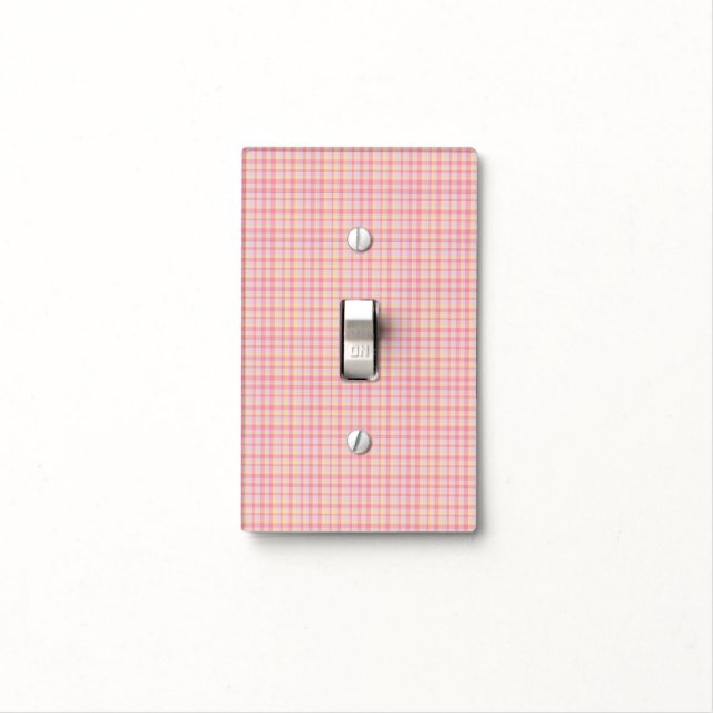 Pink Plaid Light Switch Cover (In Situ)