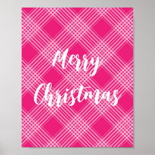 Pink Plaid Merry Christmas Poster