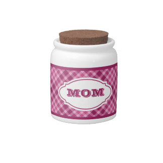 Pink Plaid MOM Candy Jars
