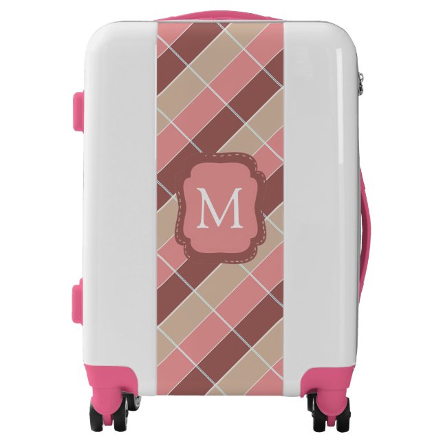 Pink Plaid Monogram Luggage (Front)