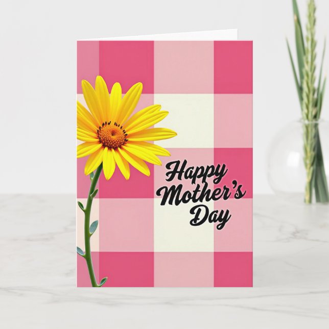 Pink Plaid Mothers Day Card (Front)