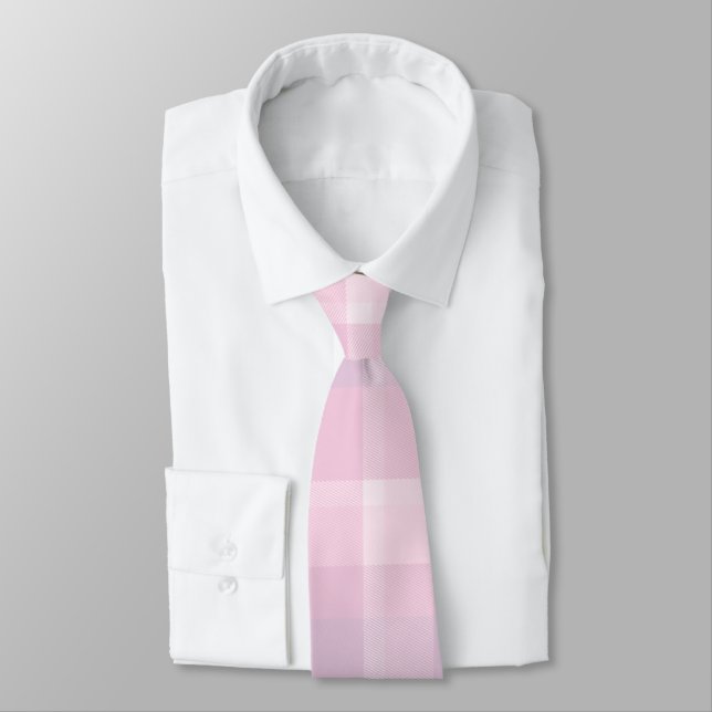 Pink Plaid Neck Tie (Tied)