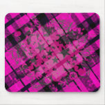 Pink Plaid Paint Splatter Mouse Pad