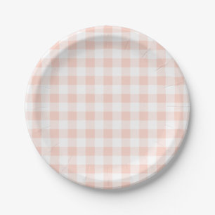 Pink Plaid Paper Plates