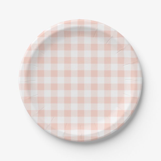 Pink Plaid Paper Plates (Front)