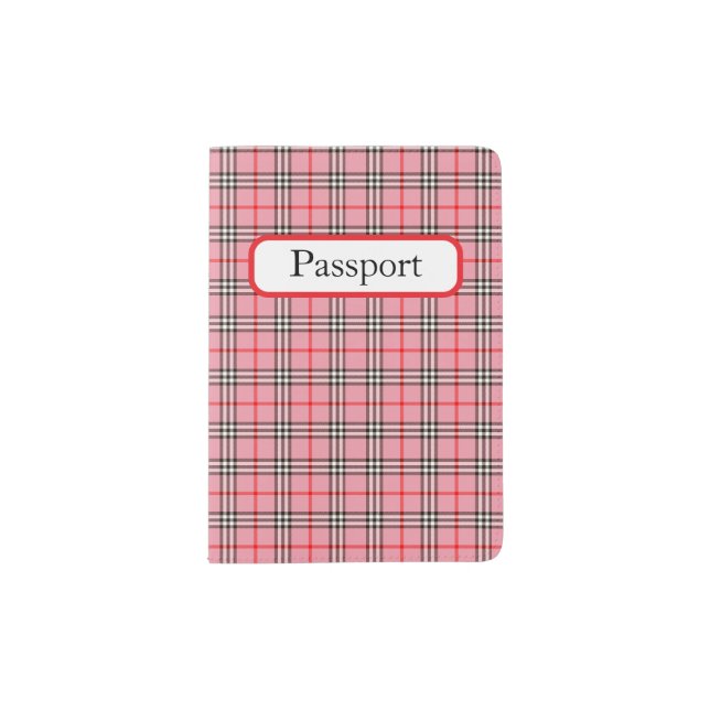 Pink Plaid Passport Holder (Front)