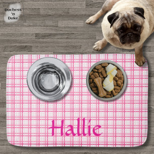 Pink Plaid Pattern Absorbent Pet Mat
