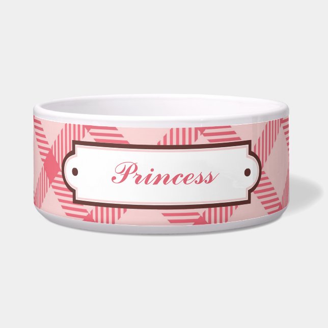 Pink Plaid Pattern Bowl (Front)