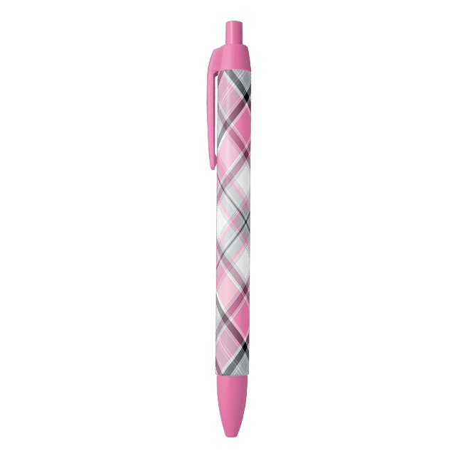 Pink Plaid Pattern Chic Pen (Top (Vertical))