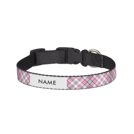 pink tartan dog collar